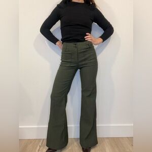 Anthropologie Olive Green Flare Pants